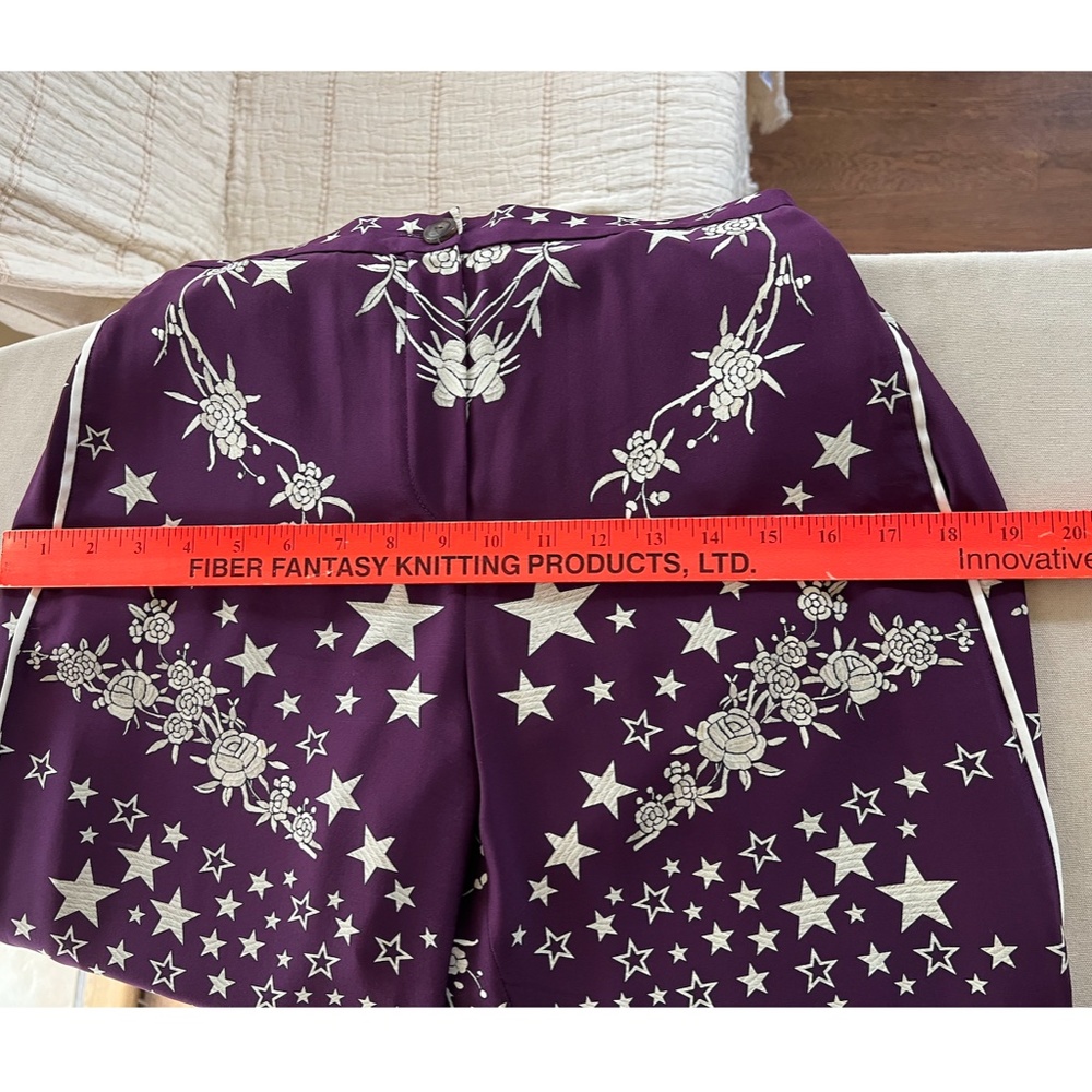 ROBERTO CAVALLI Stars, Birds and Flowers Print Silk Palazzo Pants - 38/S - Picture 11 of 15